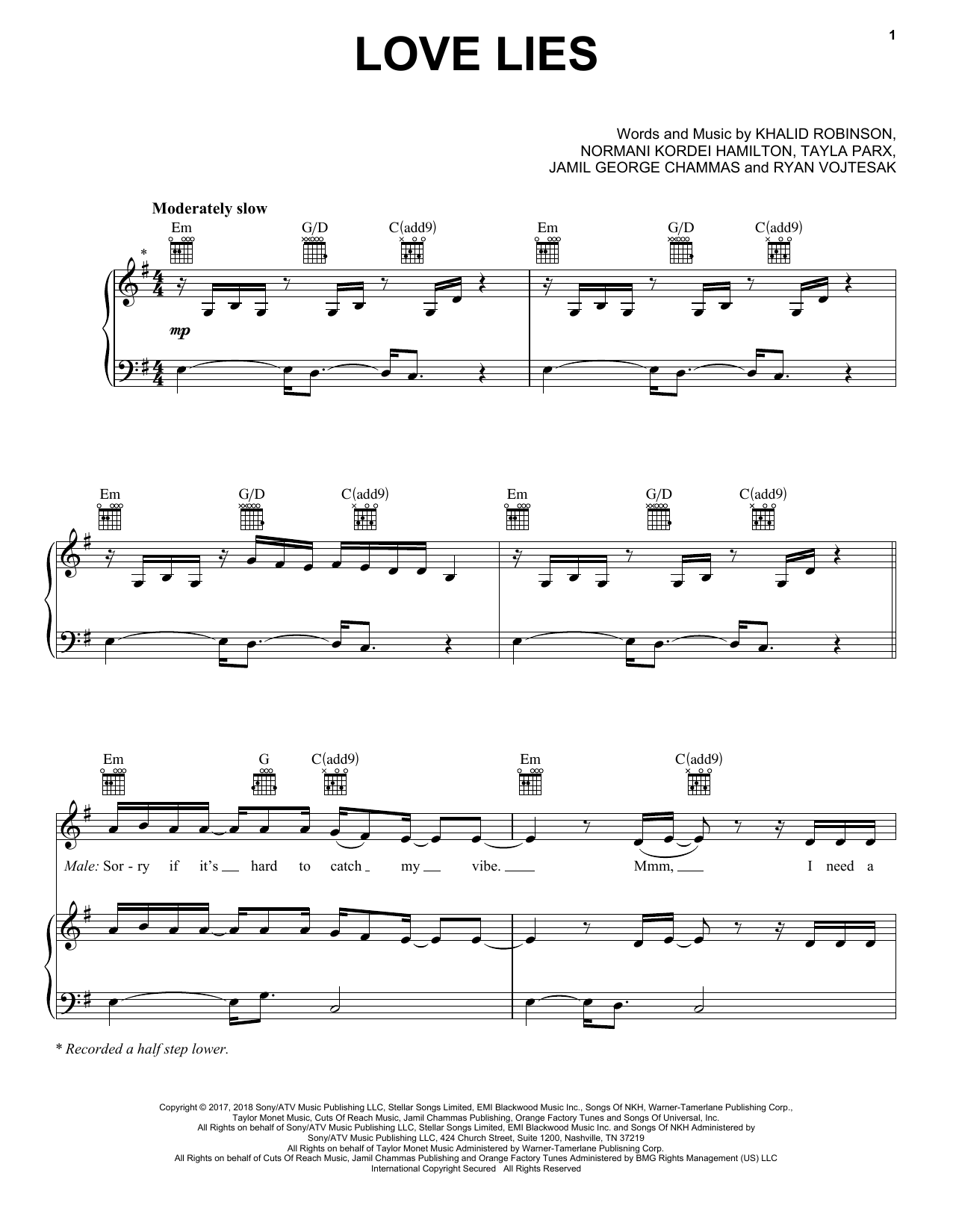 Download Khalid & Normani Love Lies (from Love, Simon) Sheet Music and learn how to play Ukulele PDF digital score in minutes