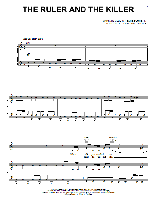 Download Kid Cudi The Ruler And The Killer Sheet Music and learn how to play Piano, Vocal & Guitar (Right-Hand Melody) PDF digital score in minutes