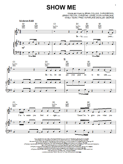 Download Kid Ink Show Me (feat. Chris Brown) Sheet Music and learn how to play Piano, Vocal & Guitar (Right-Hand Melody) PDF digital score in minutes