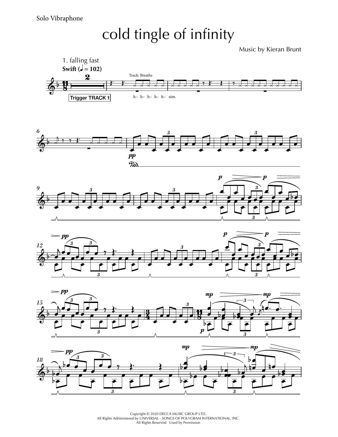 Download Kieran Brunt Cold Tingle Of Infinity Sheet Music and learn how to play Vibraphone Solo PDF digital score in minutes