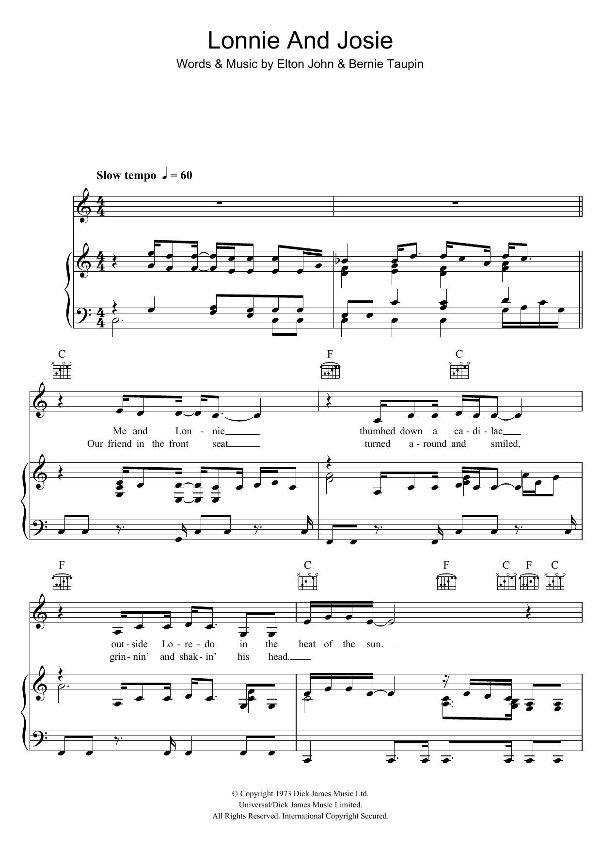 Download Kiki Dee Lonnie And Josie Sheet Music and learn how to play Piano, Vocal & Guitar (Right-Hand Melody) PDF digital score in minutes