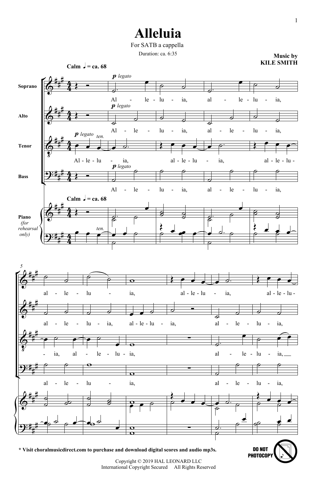 Download Kile Smith Alleluia Sheet Music and learn how to play SATB Choir PDF digital score in minutes