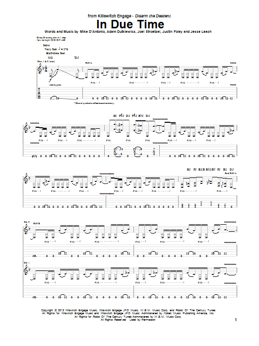 Download Killswitch Engage In Due Time Sheet Music and learn how to play Guitar Tab PDF digital score in minutes