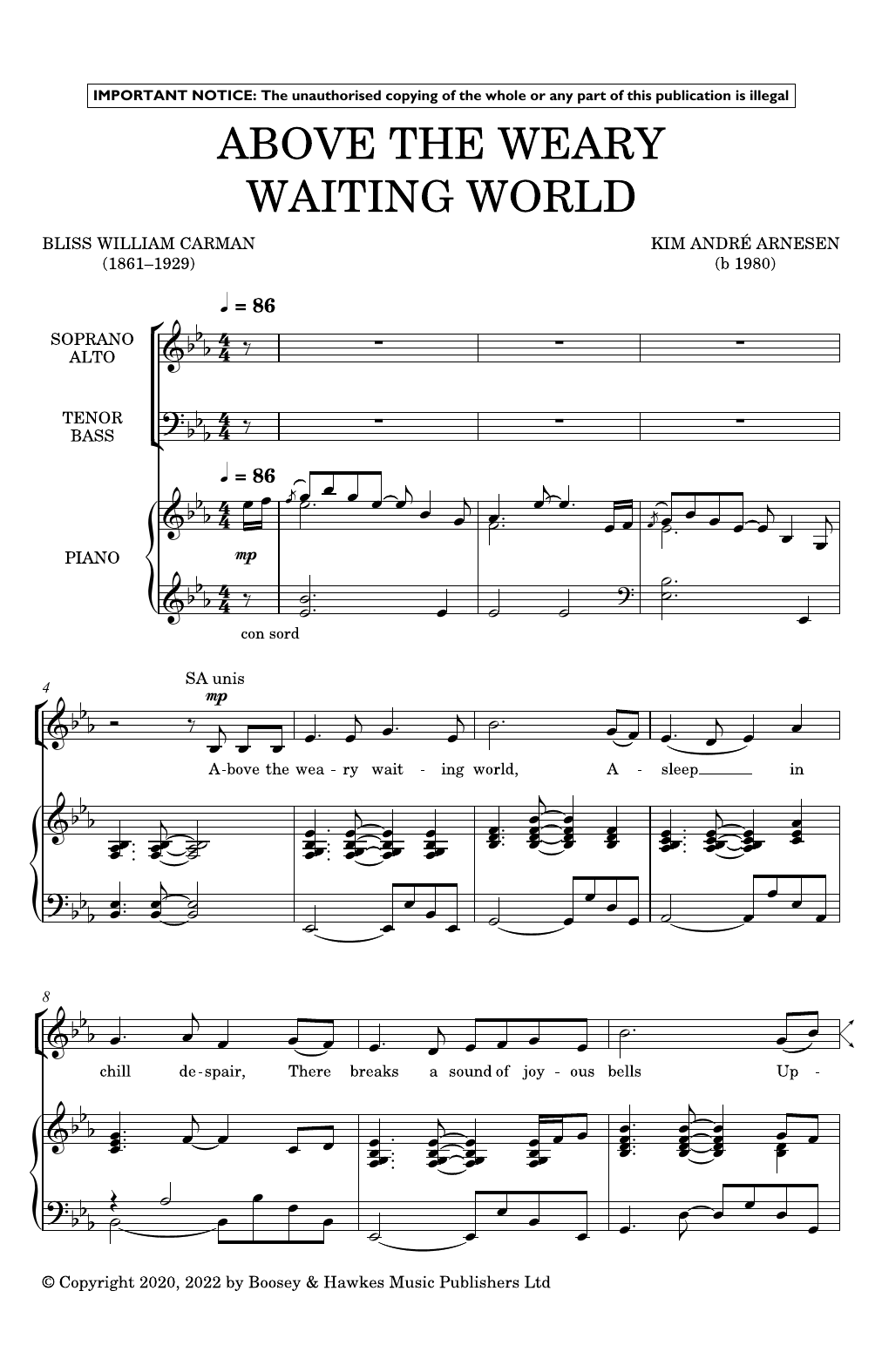 Download Kim André Arnesen Above The Weary Waiting World Sheet Music and learn how to play Choir PDF digital score in minutes