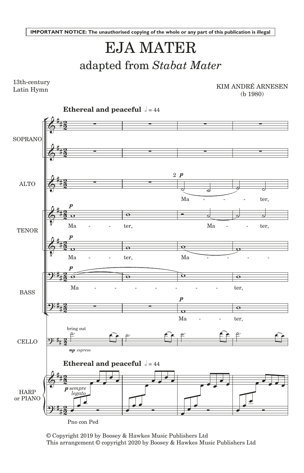 Download Kim André Arnesen Eja Mater (Adapted from Stabat Mater) Sheet Music and learn how to play SSAATTBB Choir PDF digital score in minutes