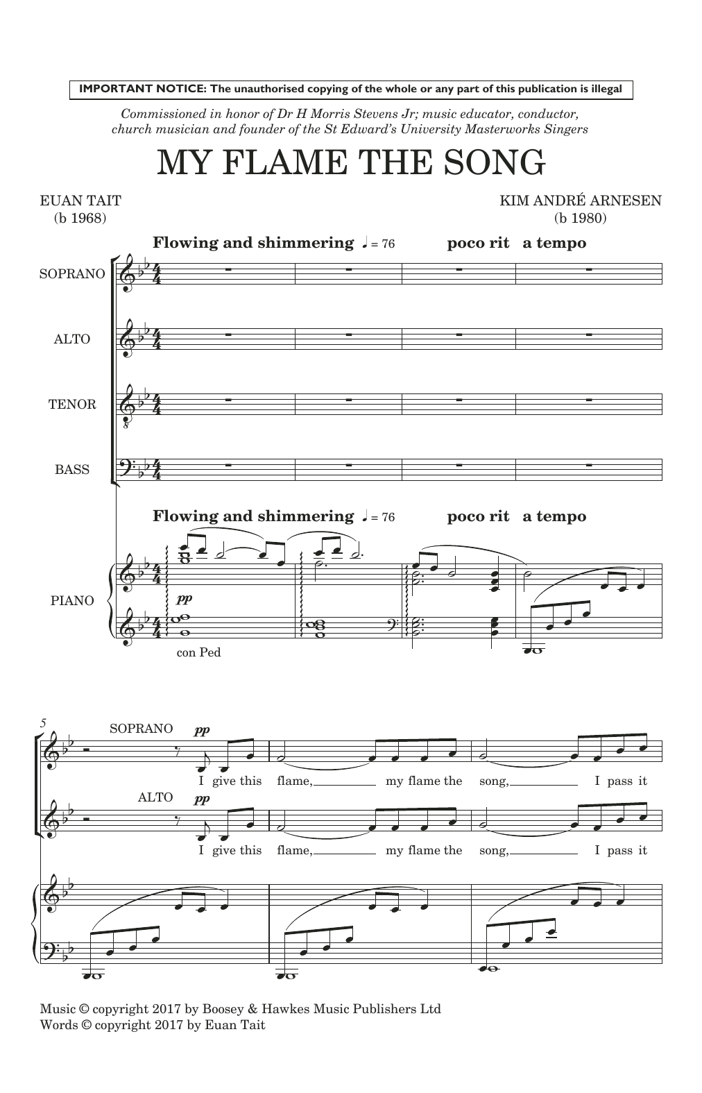 Download Kim Andre Arnesen My Flame The Song Sheet Music and learn how to play SATB Choir PDF digital score in minutes