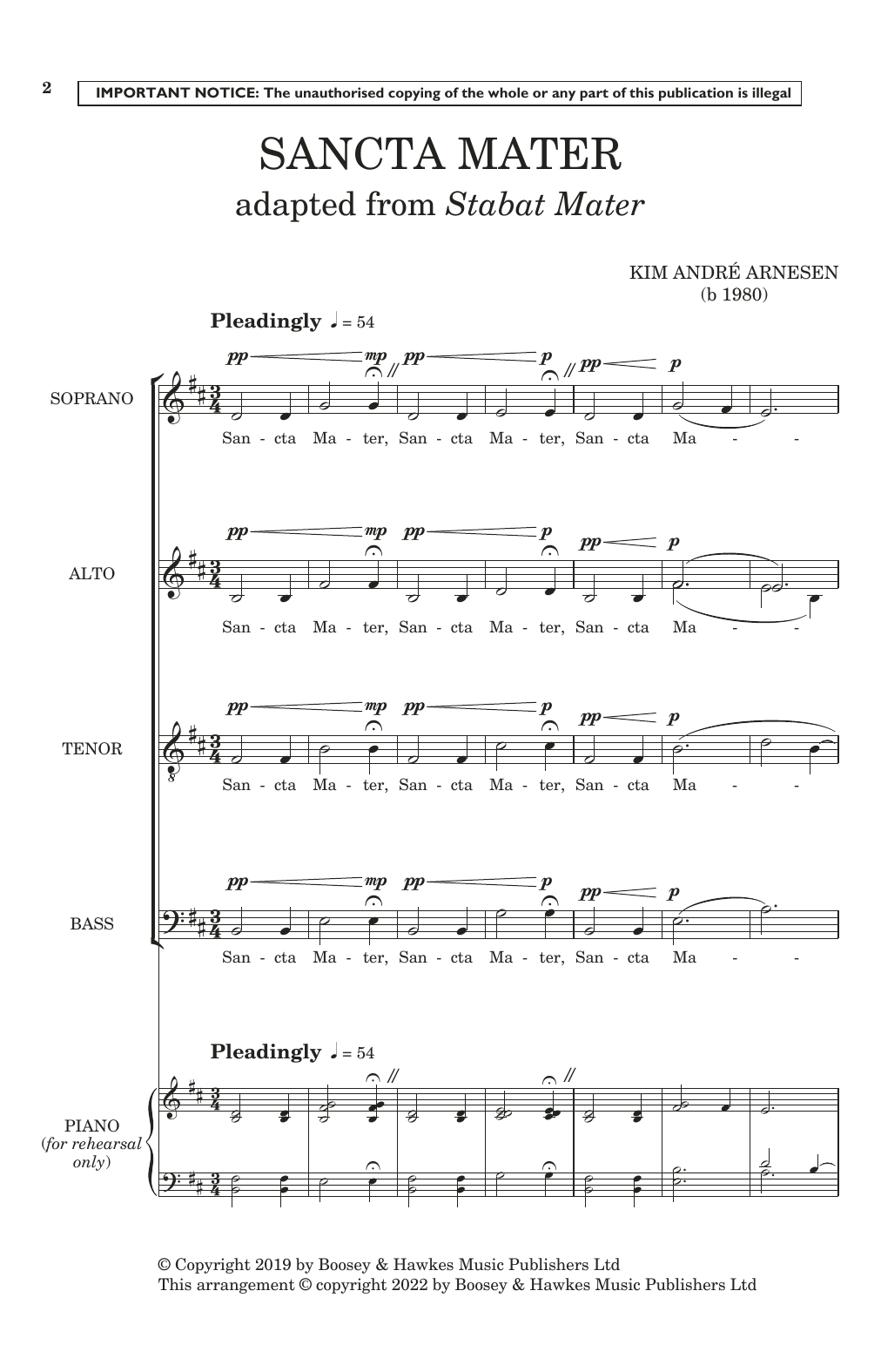 Download Kim André Arnesen Sancta Mater (Adapted from Stabat Mater) Sheet Music and learn how to play Choir PDF digital score in minutes