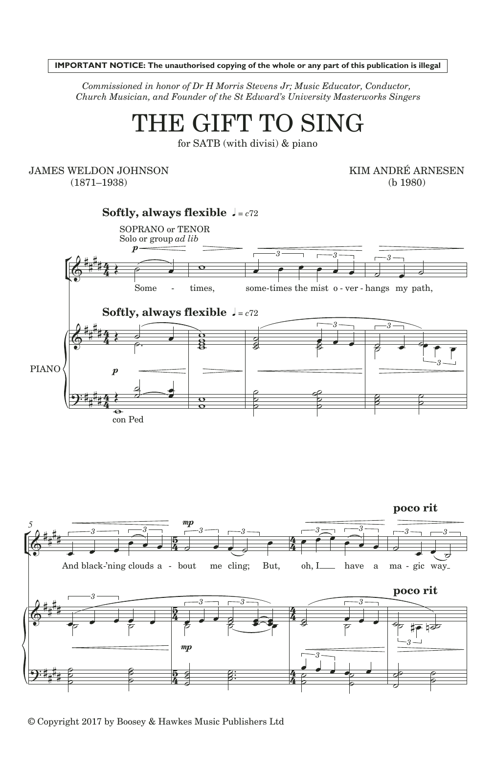Download Kim André Arnesen The Gift To Sing Sheet Music and learn how to play SATB Choir PDF digital score in minutes
