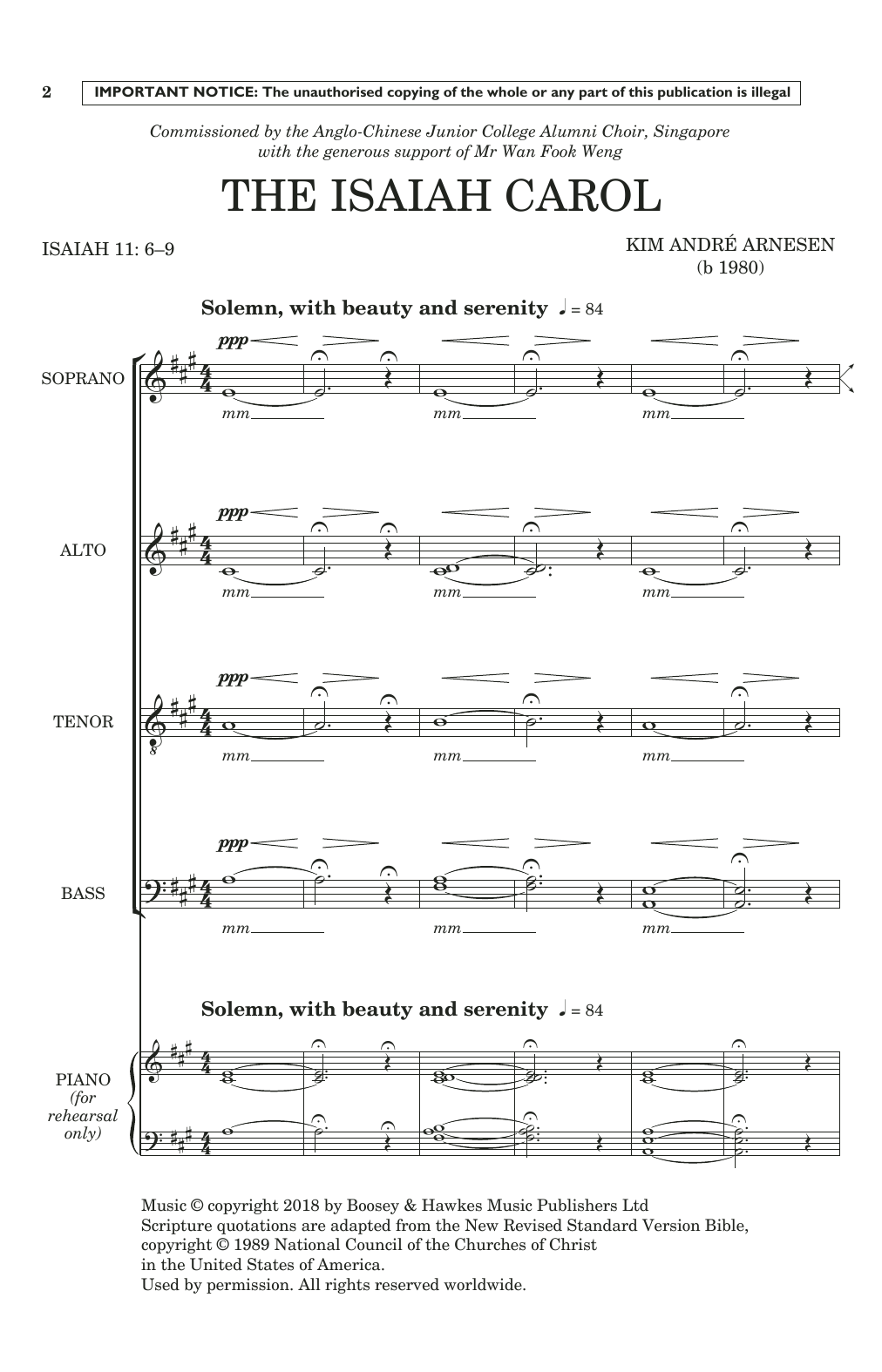 Download Kim André Arnesen The Isaiah Carol Sheet Music and learn how to play Choir PDF digital score in minutes