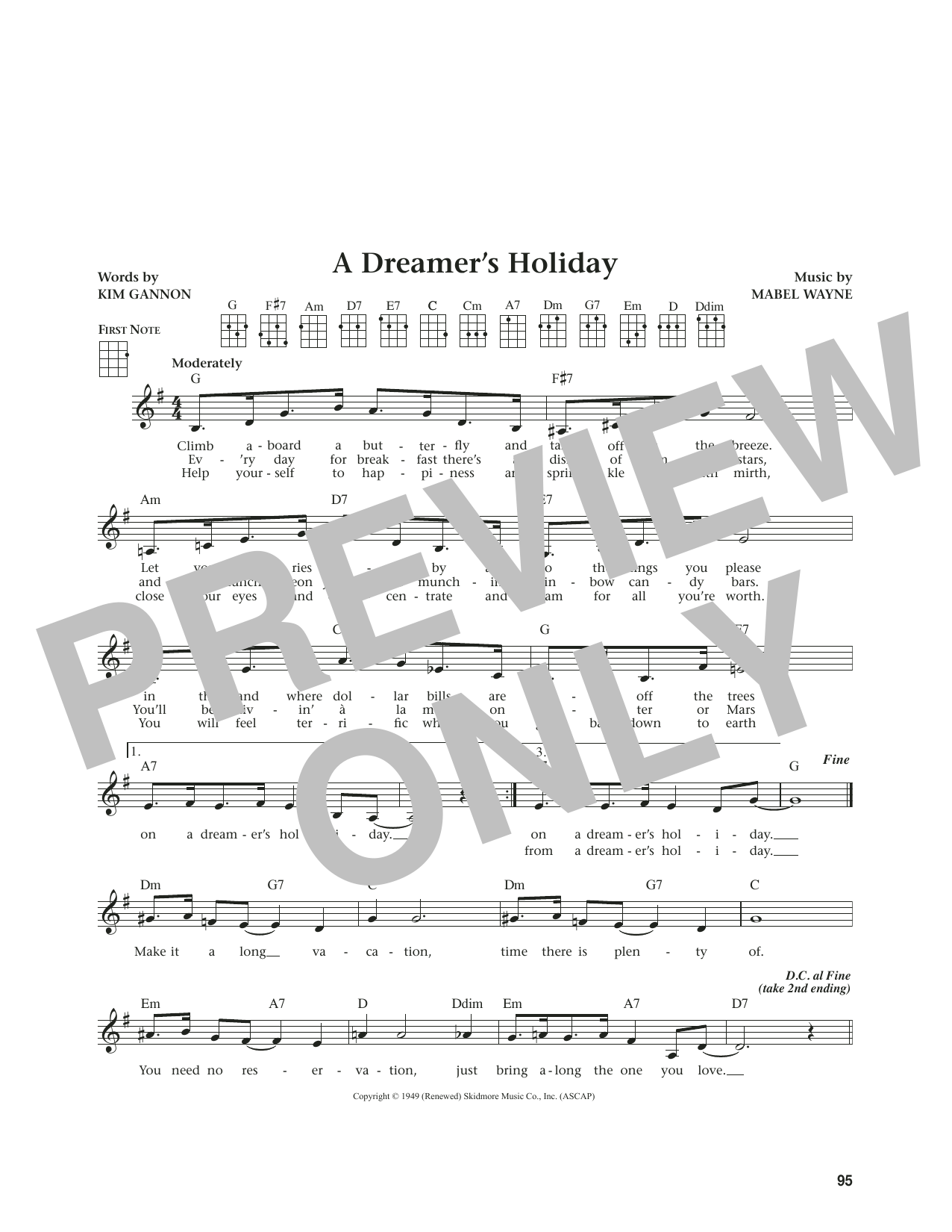 Download Kim Gannon A Dreamer's Holiday (from The Daily Ukulele) (arr. Jim Beloff) Sheet Music and learn how to play Ukulele PDF digital score in minutes