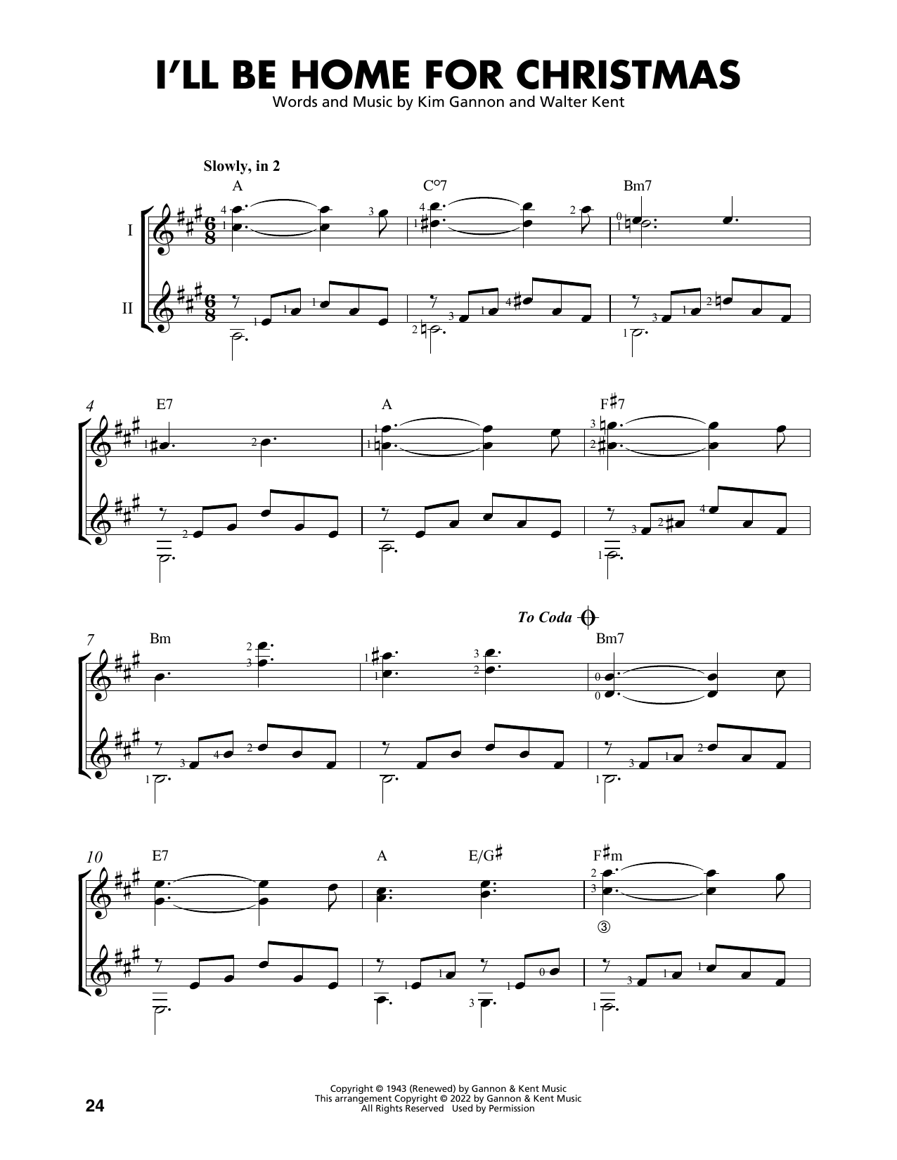 Download Kim Gannon I'll Be Home For Christmas (arr. Mark Phillips) Sheet Music and learn how to play Easy Guitar Tab PDF digital score in minutes