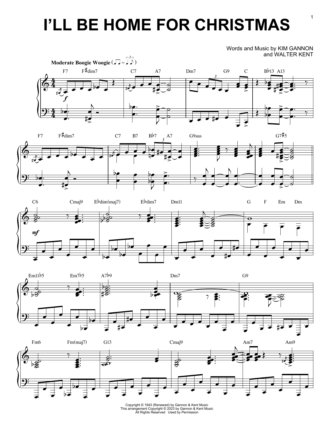 Download Kim Gannon I'll Be Home For Christmas [Boogie Woogie version] (arr. Brent Edstrom) Sheet Music and learn how to play Piano Solo PDF digital score in minutes