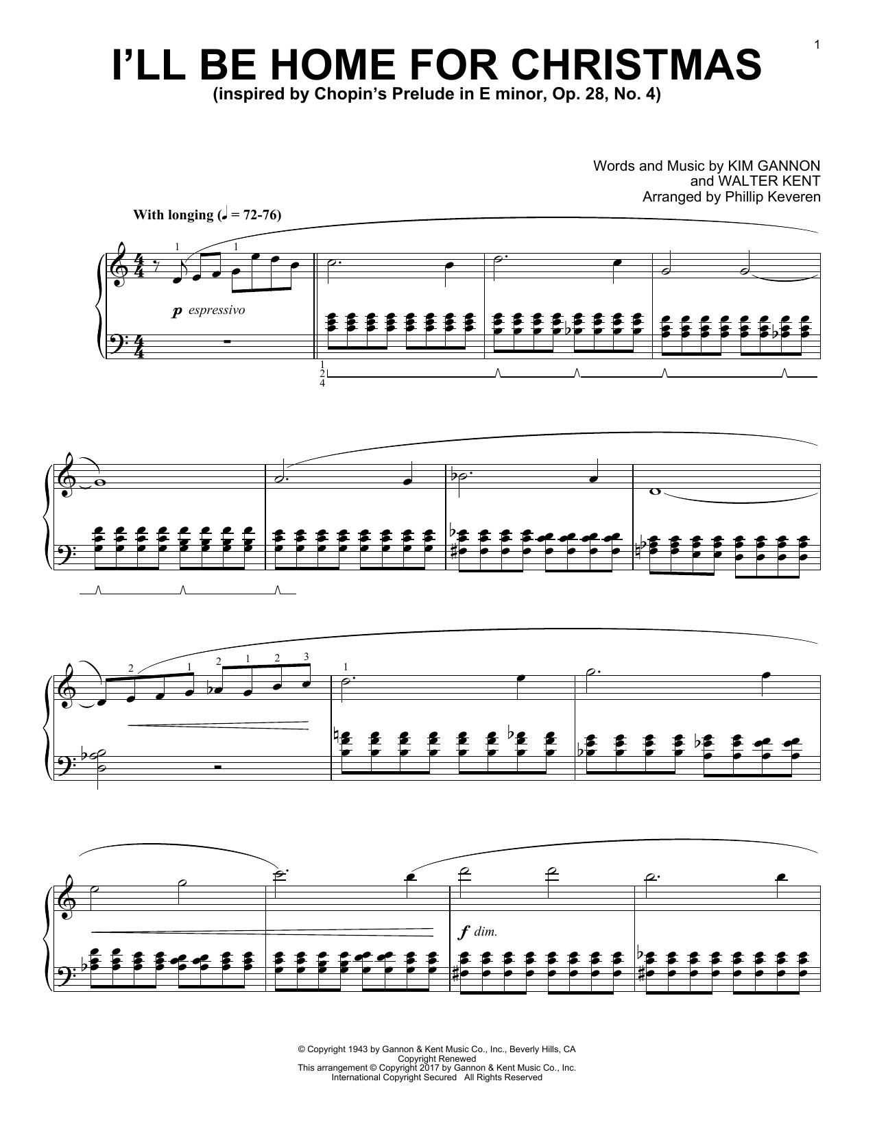 Download Phillip Keveren I'll Be Home For Christmas Sheet Music and learn how to play Piano PDF digital score in minutes