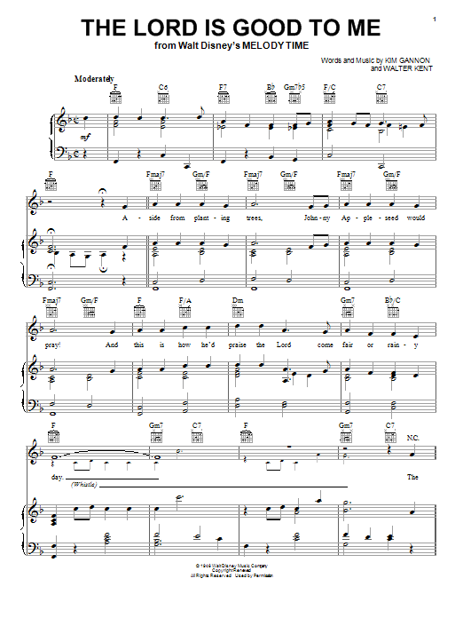 Download Walter Kent The Lord Is Good To Me Sheet Music and learn how to play Easy Piano PDF digital score in minutes