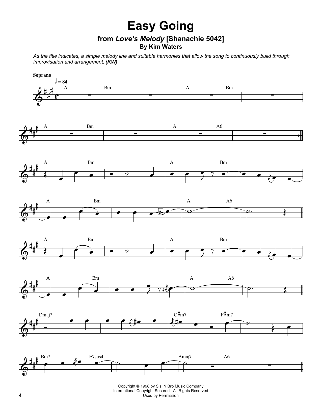 Download Kim Waters Easy Going Sheet Music and learn how to play Soprano Sax Transcription PDF digital score in minutes