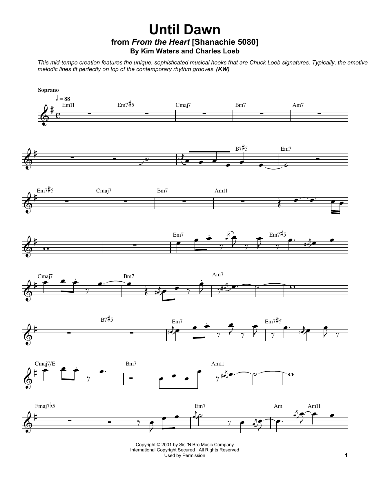 Download Kim Waters Until Dawn Sheet Music and learn how to play Soprano Sax Transcription PDF digital score in minutes