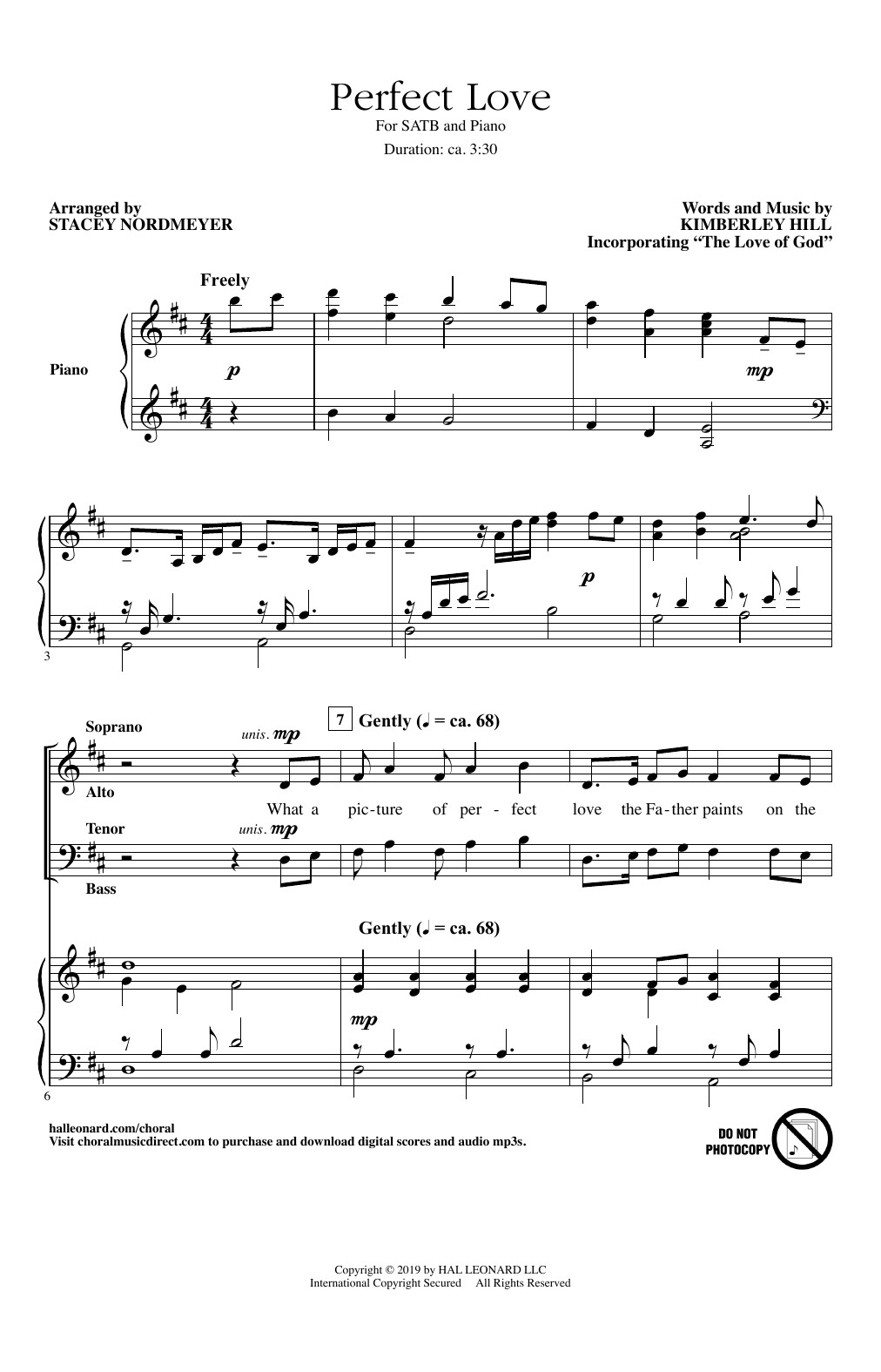 Download Kimberley Hill Perfect Love (arr. Stacey Nordmeyer) Sheet Music and learn how to play SATB Choir PDF digital score in minutes