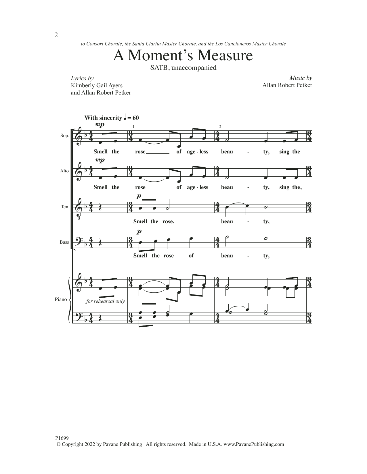 Download Kimberly Gail Ayers and Allan Robert Petker A Moment's Measure Sheet Music and learn how to play SATB Choir PDF digital score in minutes