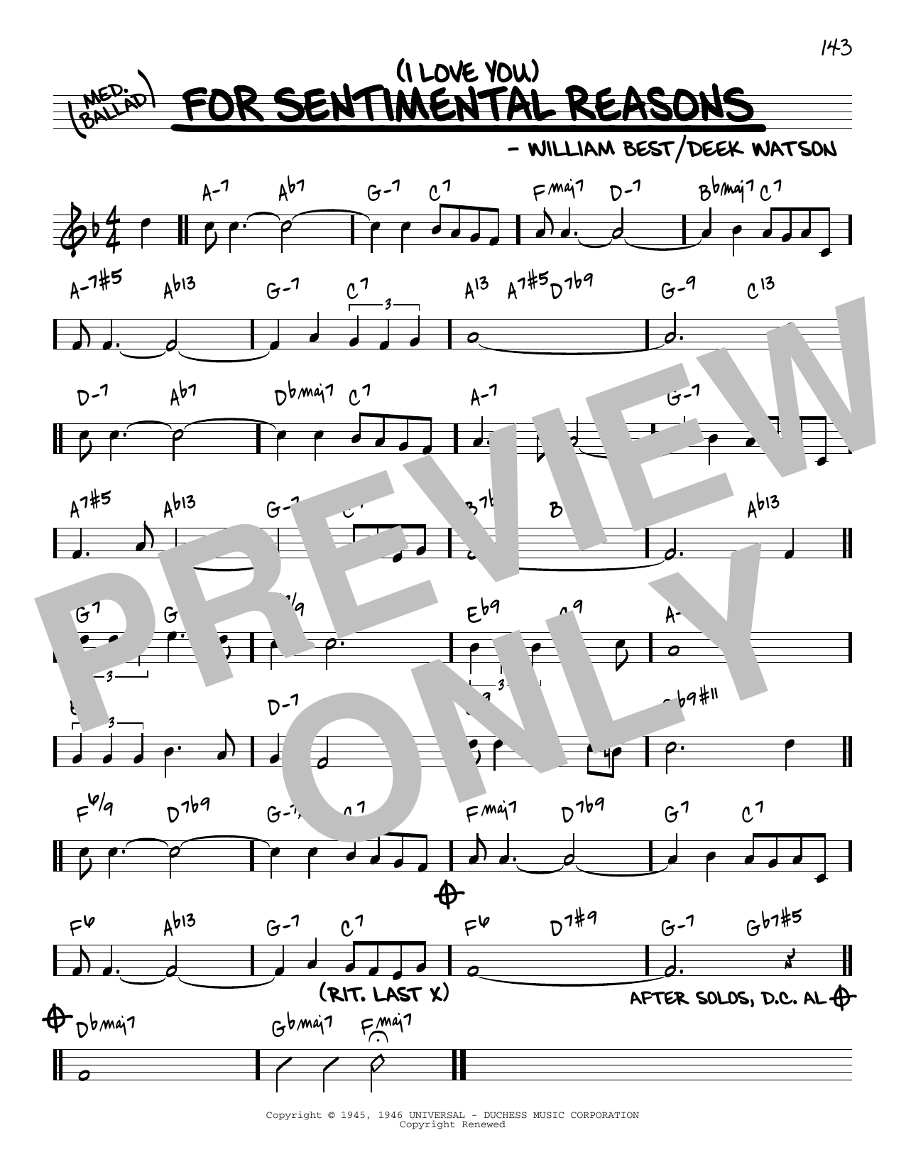 Download King Cole Trio (I Love You) For Sentimental Reasons [Reharmonized version] (arr. Jack Grassel) Sheet Music and learn how to play Real Book – Melody & Chords PDF digital score in minutes