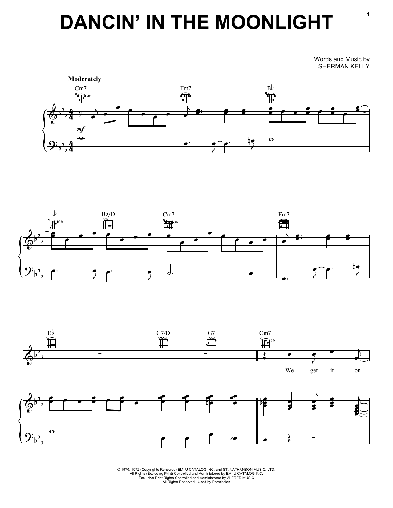 Download King Harvest Dancin' In The Moonlight Sheet Music and learn how to play Real Book – Melody, Lyrics & Chords PDF digital score in minutes