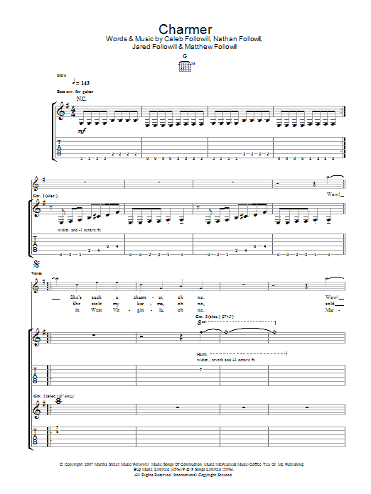 Download Kings Of Leon Charmer Sheet Music and learn how to play Guitar Tab PDF digital score in minutes