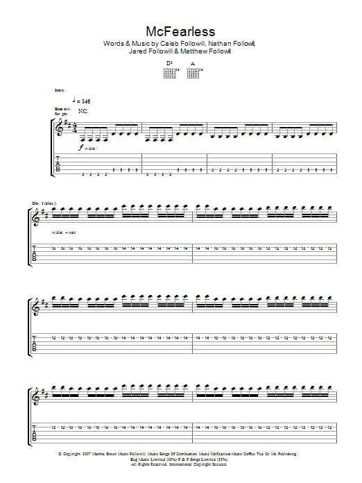 Download Kings Of Leon McFearless Sheet Music and learn how to play Guitar Tab PDF digital score in minutes
