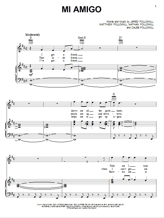 Download Kings Of Leon Mi Amigo Sheet Music and learn how to play Guitar Tab PDF digital score in minutes