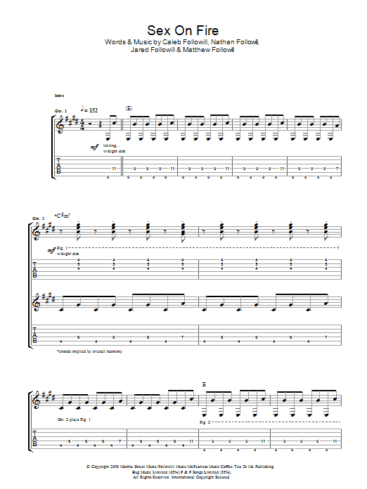 Download Kings Of Leon Sex On Fire Sheet Music and learn how to play Piano, Vocal & Guitar PDF digital score in minutes