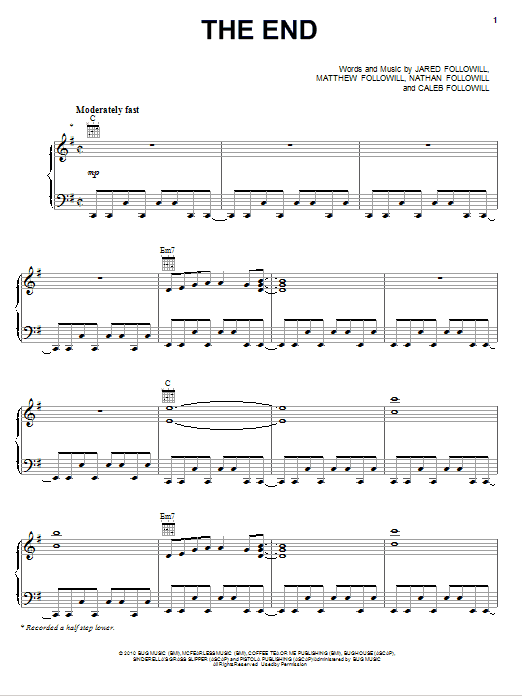 Download Kings Of Leon The End Sheet Music and learn how to play Guitar Tab PDF digital score in minutes
