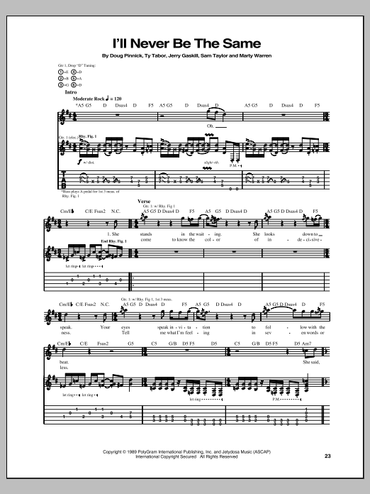 Download King's X I'll Never Be The Same Sheet Music and learn how to play Guitar Tab PDF digital score in minutes