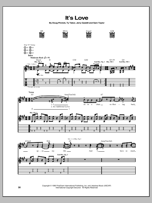 Download King's X It's Love Sheet Music and learn how to play Guitar Tab PDF digital score in minutes