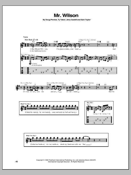Download King's X Mr. Wilson Sheet Music and learn how to play Guitar Tab PDF digital score in minutes