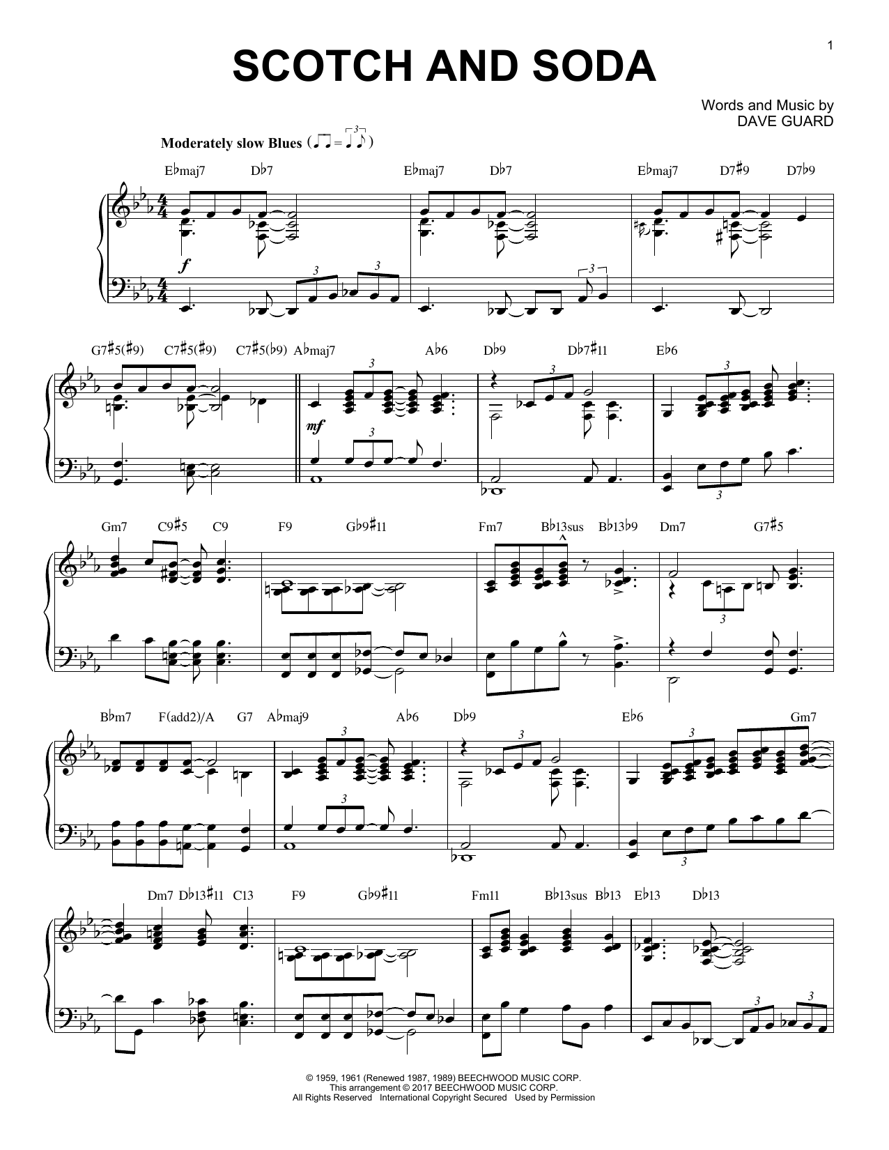 Download The Kingston Trio Scotch And Soda Sheet Music and learn how to play Piano PDF digital score in minutes
