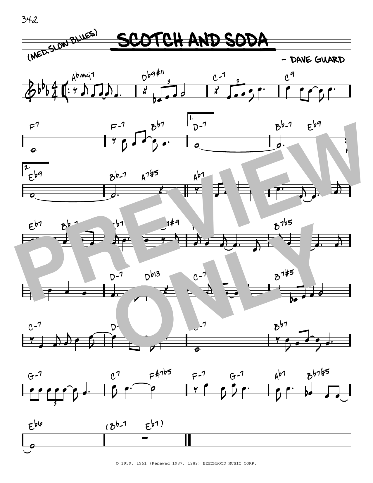 Download Kingston Trio Scotch And Soda [Reharmonized version] (arr. Jack Grassel) Sheet Music and learn how to play Real Book – Melody & Chords PDF digital score in minutes