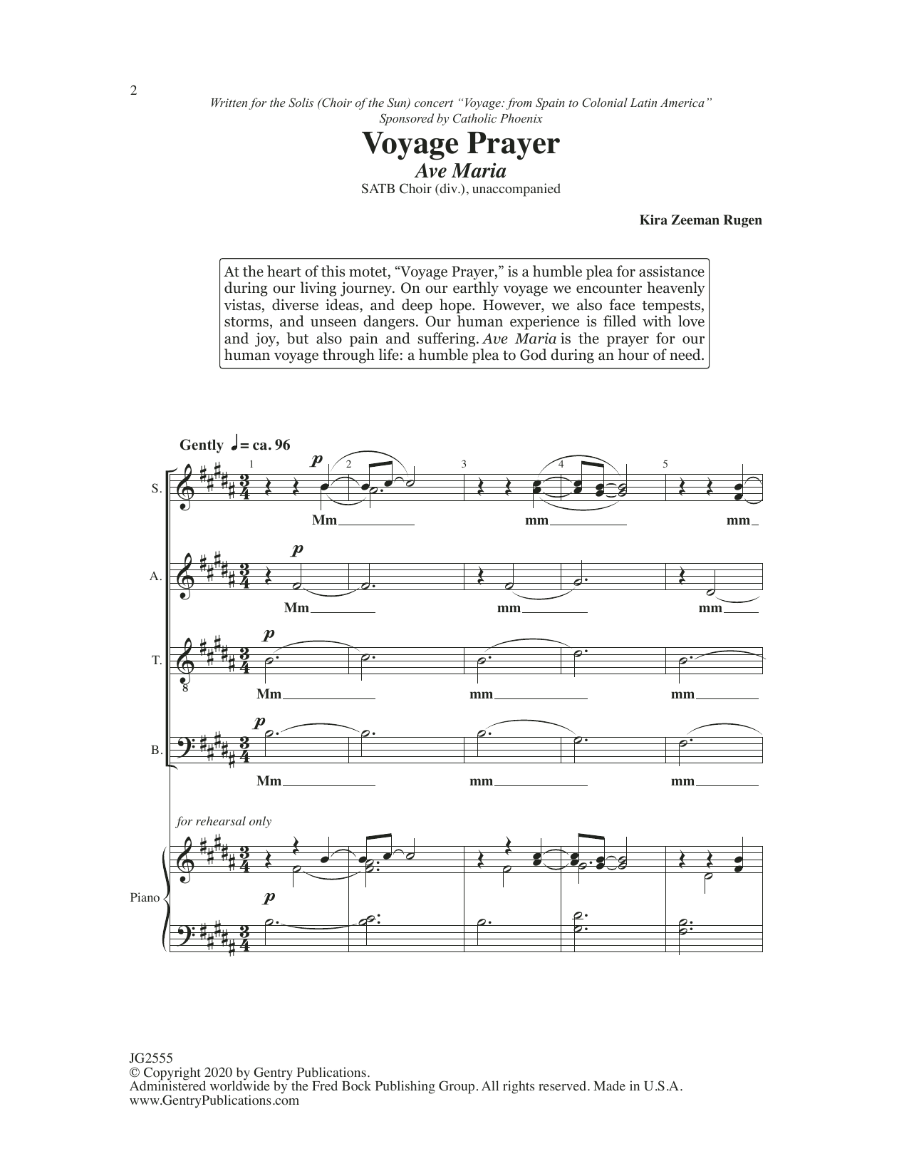 Download Kira Rugen Voyage Prayer Sheet Music and learn how to play SATB Choir PDF digital score in minutes