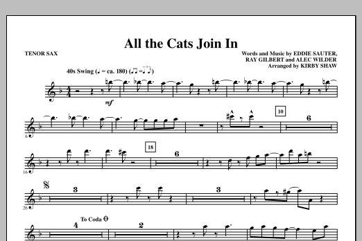 Download Kirby Shaw All The Cats Join In - Bb Tenor Saxophone Sheet Music and learn how to play Choir Instrumental Pak PDF digital score in minutes