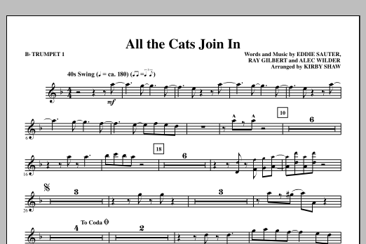 Download Kirby Shaw All The Cats Join In - Bb Trumpet 1 Sheet Music and learn how to play Choir Instrumental Pak PDF digital score in minutes