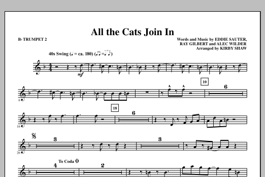 Download Kirby Shaw All The Cats Join In - Bb Trumpet 2 Sheet Music and learn how to play Choir Instrumental Pak PDF digital score in minutes
