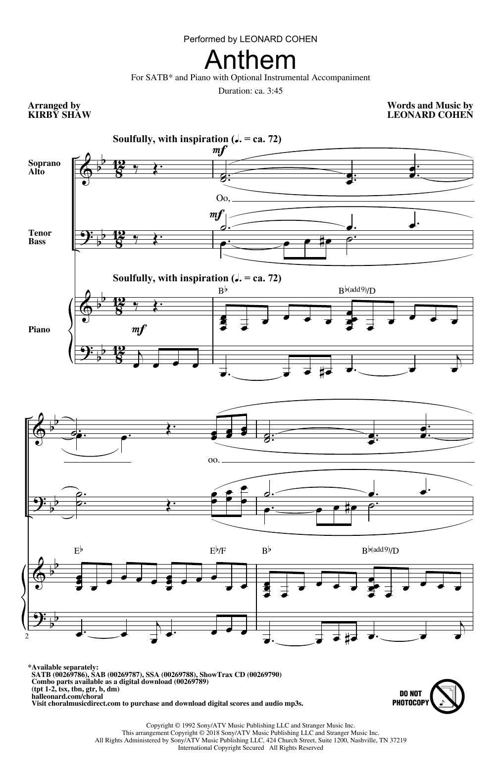 Download Kirby Shaw Anthem Sheet Music and learn how to play SATB Choir PDF digital score in minutes