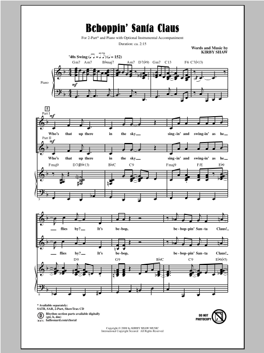 Download Kirby Shaw Beboppin' Santa Claus Sheet Music and learn how to play SATB PDF digital score in minutes