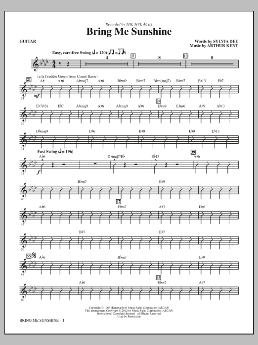 Download Kirby Shaw Bring Me Sunshine - Guitar Sheet Music and learn how to play Choir Instrumental Pak PDF digital score in minutes