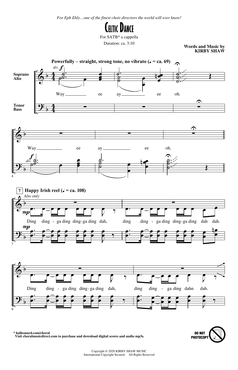 Download Kirby Shaw Celtic Dance Sheet Music and learn how to play SATB Choir PDF digital score in minutes