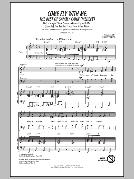 Download Frank Sinatra Come Fly With Me (arr. Kirby Shaw) Sheet Music and learn how to play SAB PDF digital score in minutes