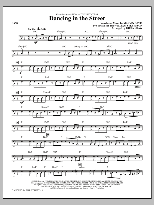 Download Kirby Shaw Dancing In The Street - Bass Sheet Music and learn how to play Choir Instrumental Pak PDF digital score in minutes