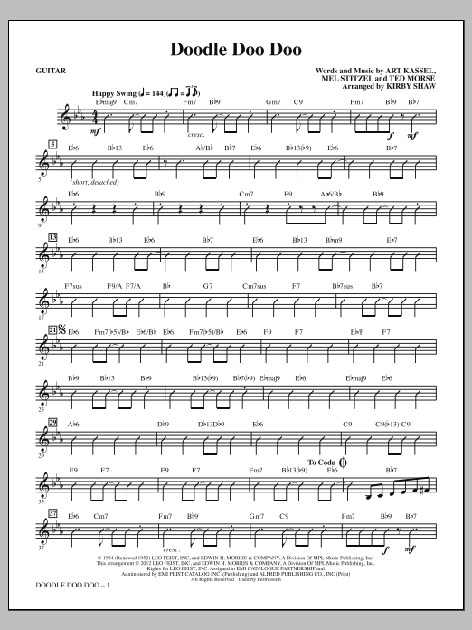 Download Kirby Shaw Doodle Doo Doo - Guitar Sheet Music and learn how to play Choir Instrumental Pak PDF digital score in minutes