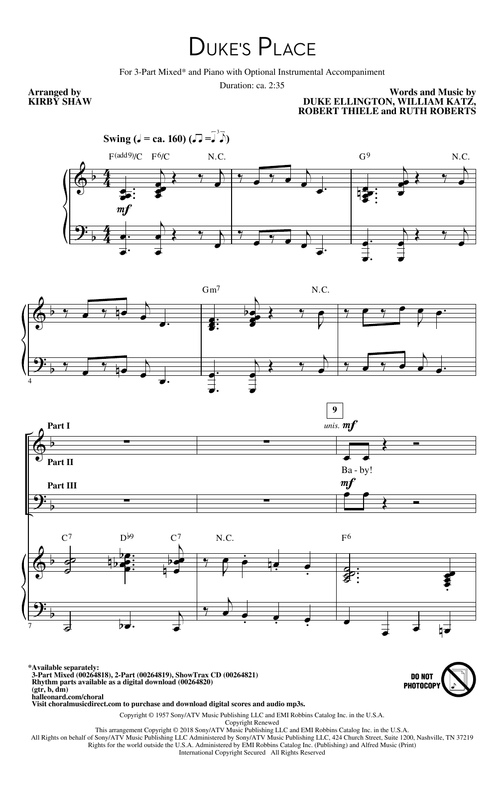 Download Kirby Shaw Duke's Place Sheet Music and learn how to play 2-Part Choir PDF digital score in minutes