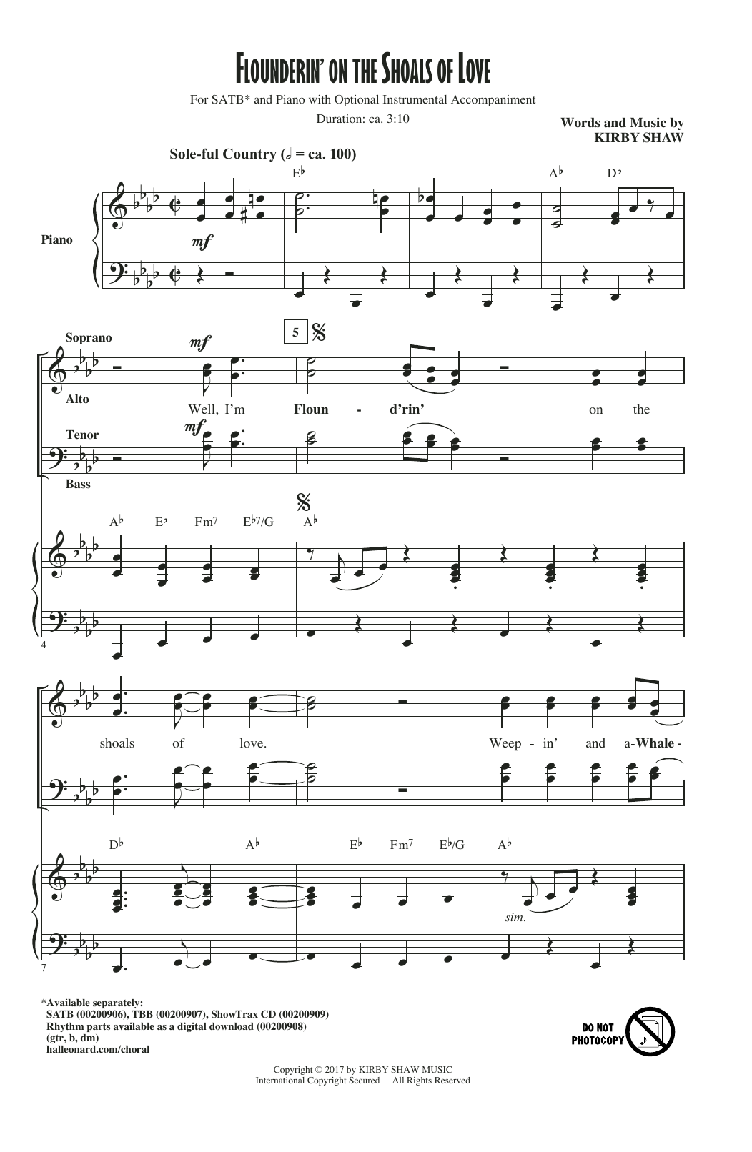 Download Kirby Shaw Flounderin' On The Shoals Of Love Sheet Music and learn how to play TBB PDF digital score in minutes