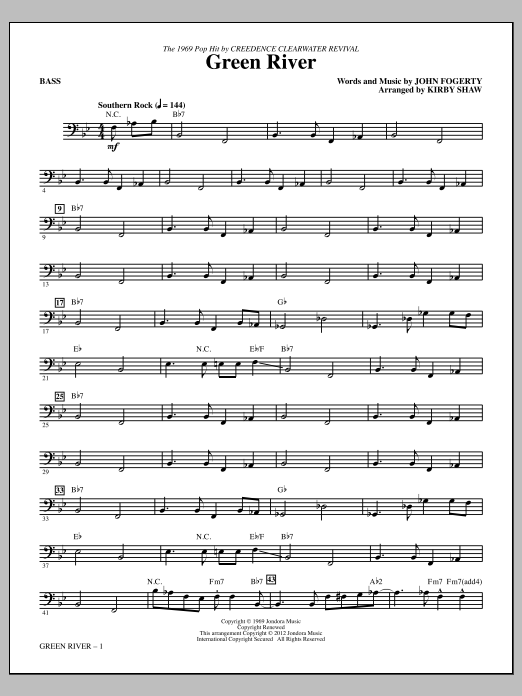 Download Kirby Shaw Green River - Bass Sheet Music and learn how to play Choir Instrumental Pak PDF digital score in minutes