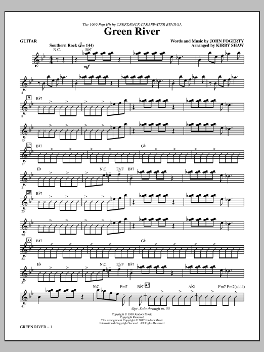 Download Kirby Shaw Green River - Guitar Sheet Music and learn how to play Choir Instrumental Pak PDF digital score in minutes