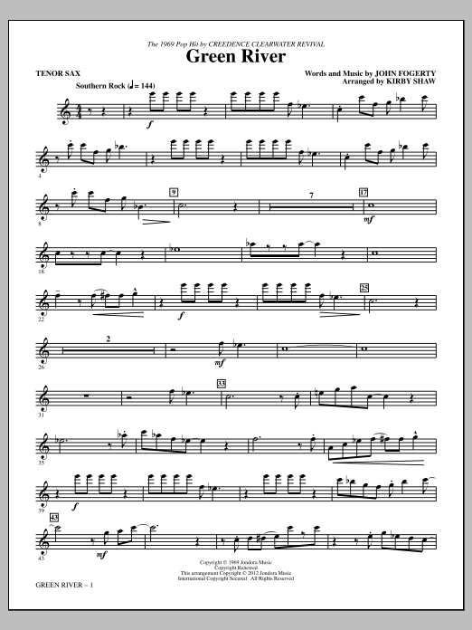Download Kirby Shaw Green River - Tenor Sax Sheet Music and learn how to play Choir Instrumental Pak PDF digital score in minutes